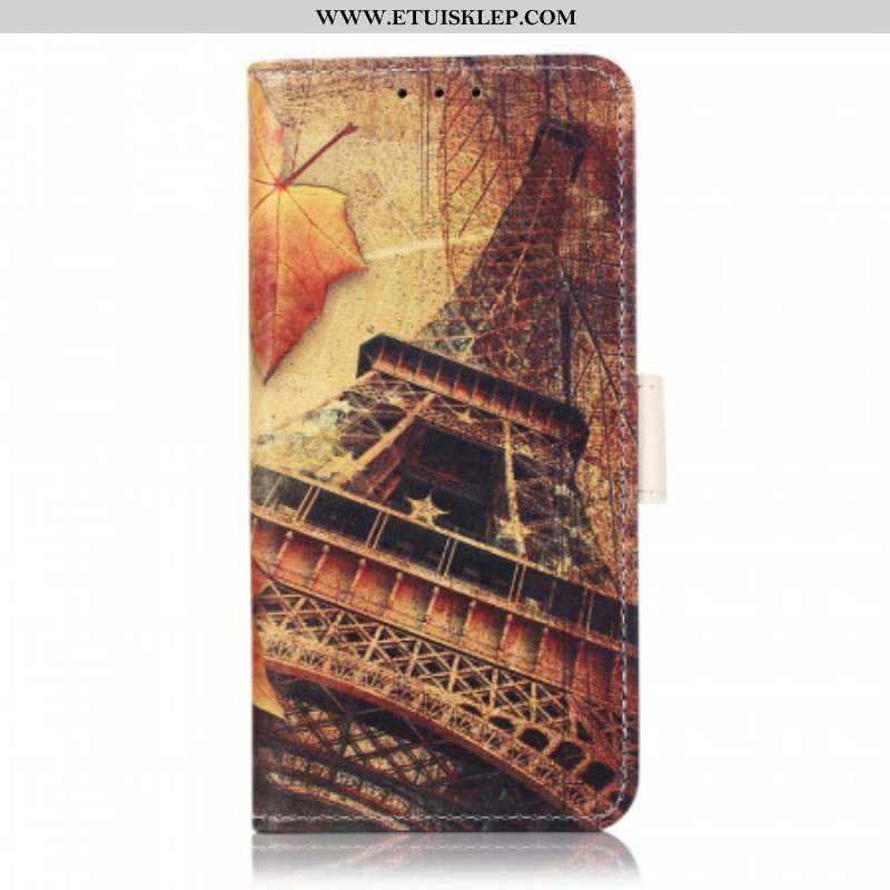 Etui Folio do Samsung Galaxy M32 Wieża Eiffla Jesienią
